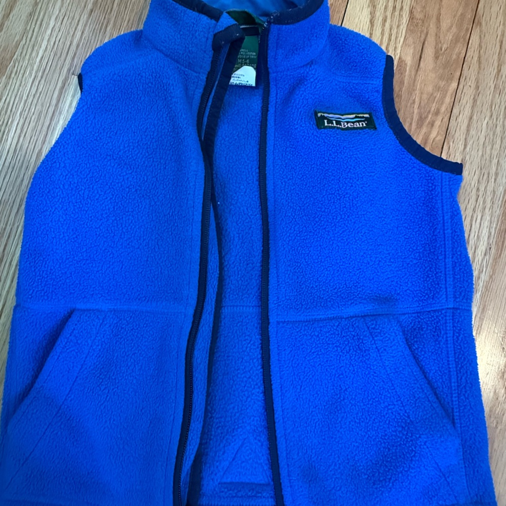 L.L. Bean Navy Trim and Sky Blue Fleece Vest Boys